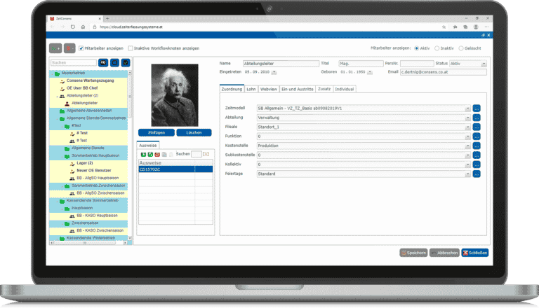 Consens Zeiterfassung - Mitarbeiter-Stammdaten