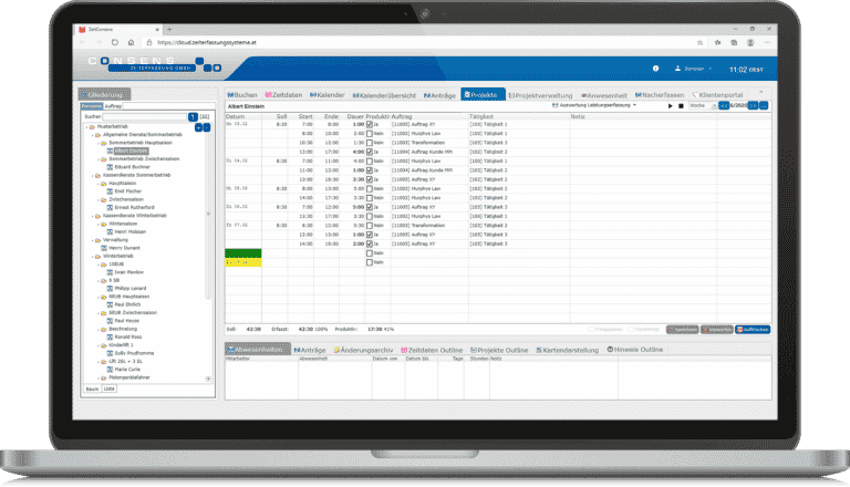 Consens Zeiterfassung - Projektzeiterfassung