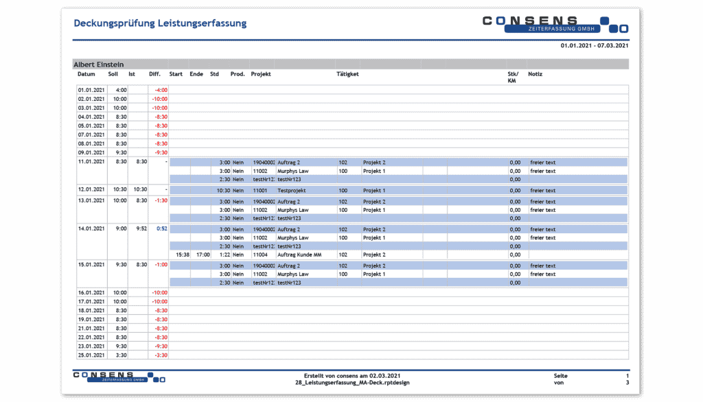 Consens Zeiterfassung - Leistungserfassung