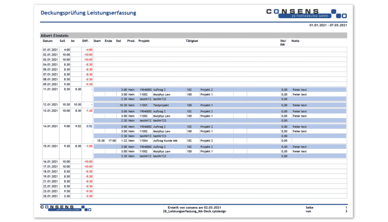 Consens Zeiterfassung - Leistungserfassung